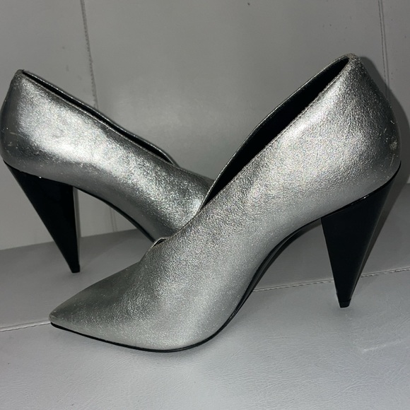 Rare silver leather Stella Luna v cut booties heels 38 - Picture 5 of 13